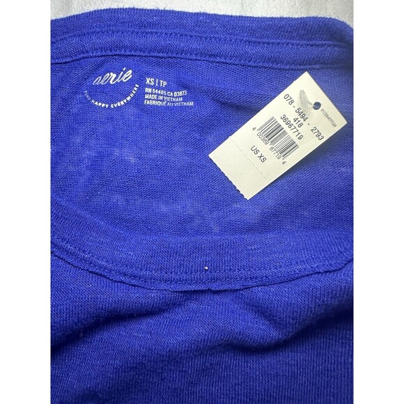 AERIE Making Waves Blue‎ Lightweight Crew Graphic T-Shirt Women's XS NWT - Picture 5 of 8